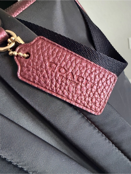 Coach EUC Charlie Metallic Wine Pebbled Leather medium Backpack with hang tag main image 9